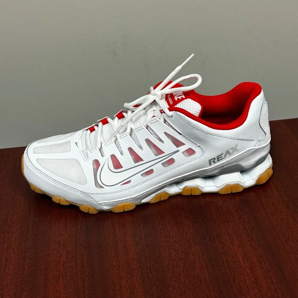 Nike Reax 8 TR Mesh Training Shoes Mens 12 White Wolf Gym Athletic Sport NEW
